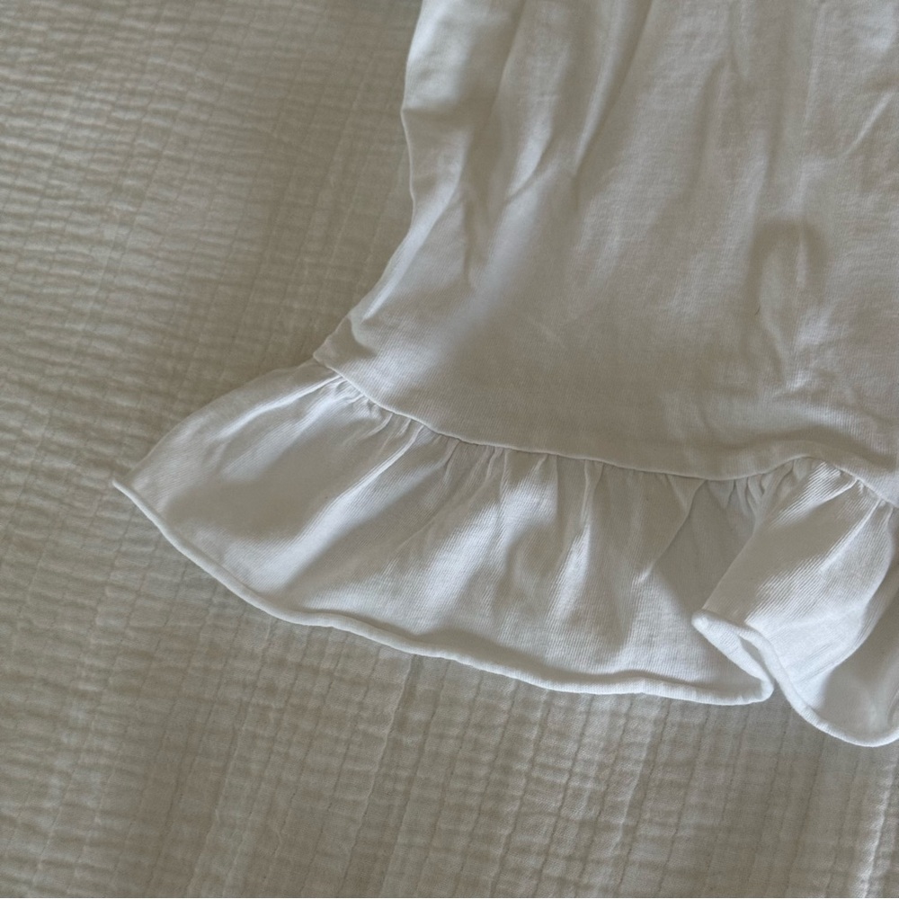 Zara White Short Sleeve Ruffle Top - Picture 4 of 6
